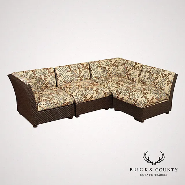 Orlando Diaz-Azcuy For McGuire Cambay Woven Wicker4 Part Sectional Sofa