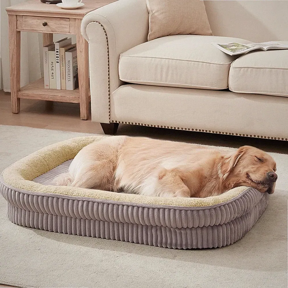 Orthopedic Dog Bed Medium Bolster Pet Sofa Egg Crate Foam Washable Oval Cover