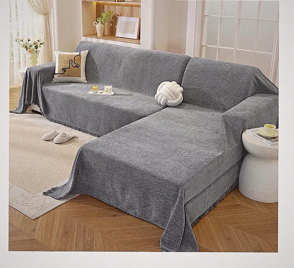 OstepDecor 2-Piece L-Shaped Sectional Couch Cover Dark Gray 71x110 71x118
