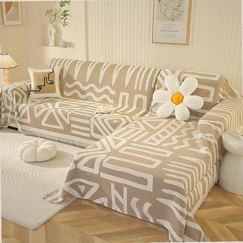 OstepDecor Sectional Couch Covers 2 Pieces L-Shaped Sofa Cover Washable