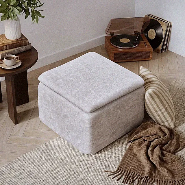 Ottoman Foot Rest, Plush Corduroy Poufs Foot Tool Fluffy Boneless Couch Footres