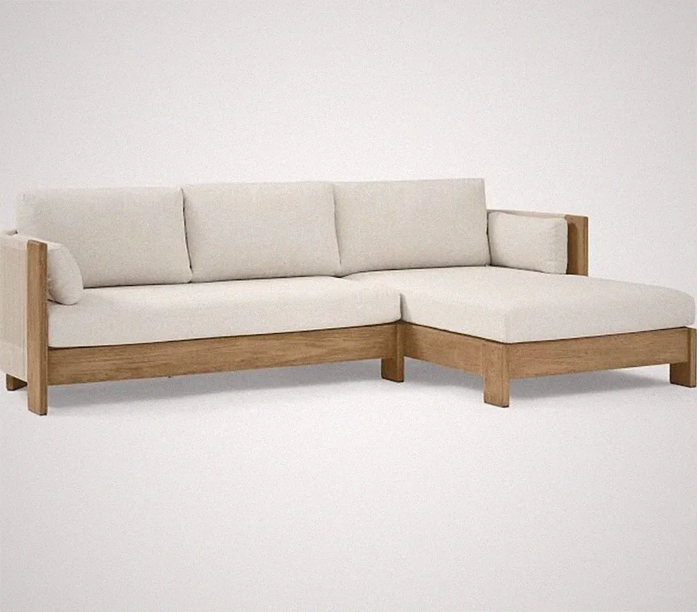 Outdoor 2-Piece Chaise Sectional Couch with Cushions and Covers