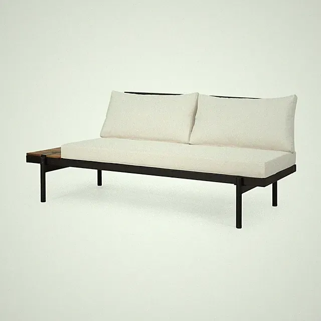 Outdoor 2 Seater Sofa - Left Orientation, Heavy-Duty Acacia Wood, Sleek Iron