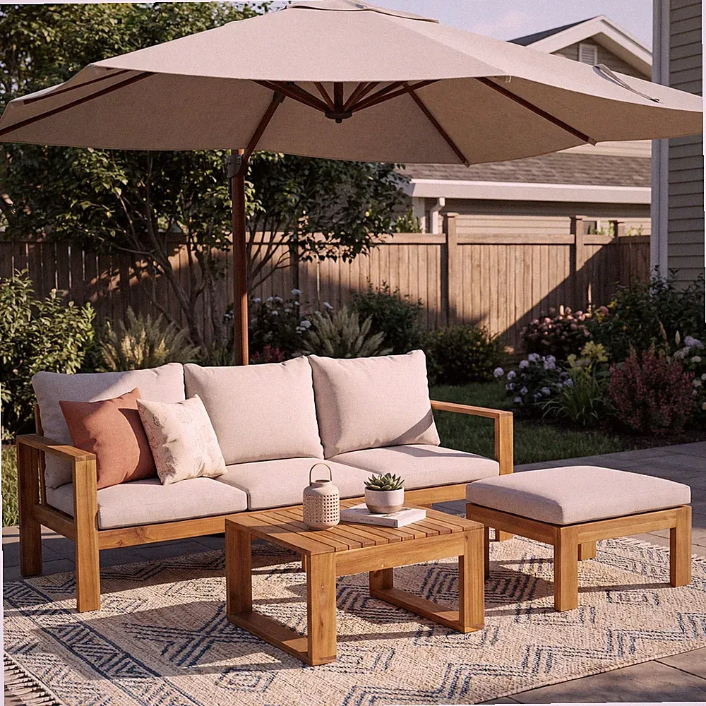 Outdoor 3pcs Acacia Sectional Patio Sofa Set