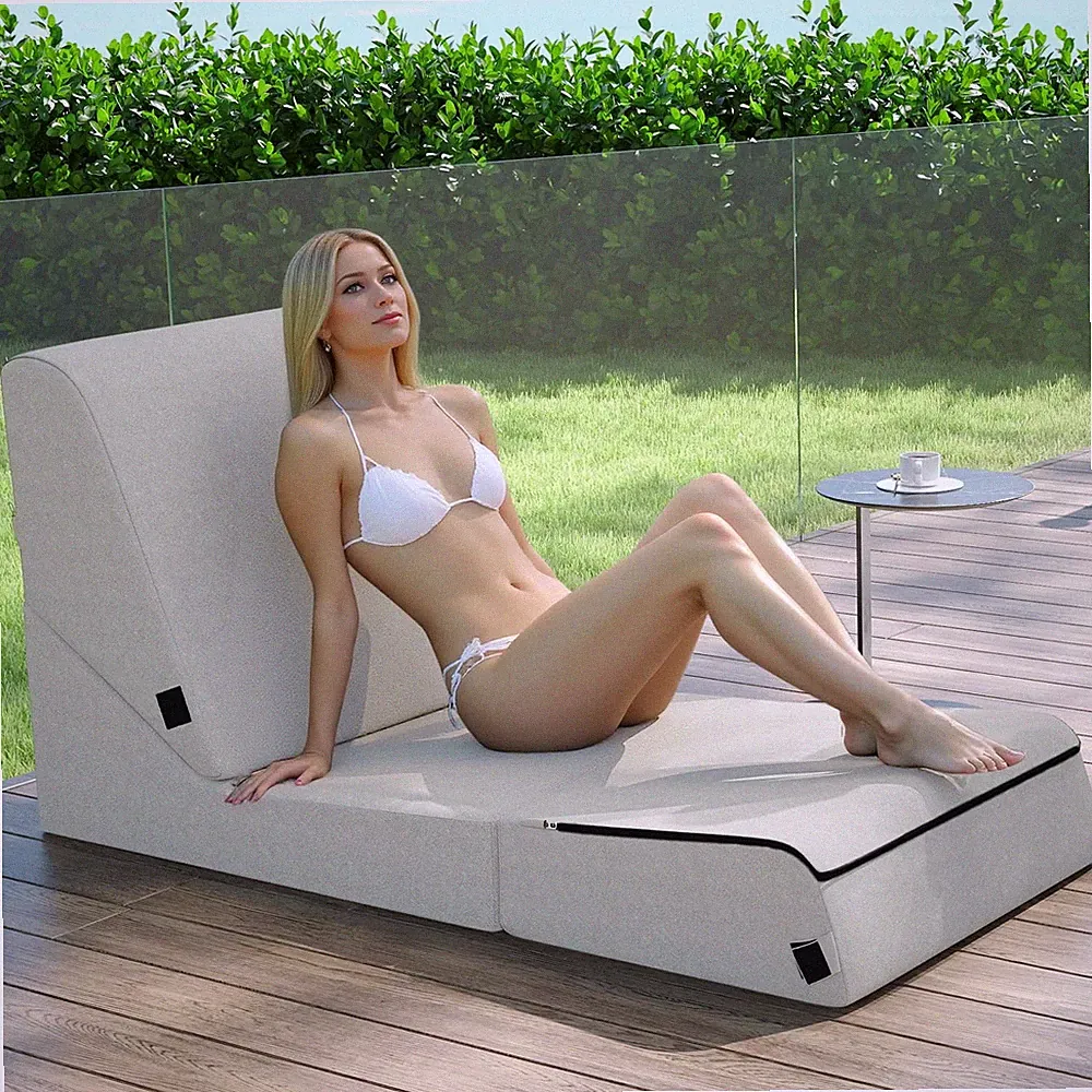 Outdoor Chaise Lounge, Waterproof Folding Sofa Bed Lounge Chair, UV Resistant...