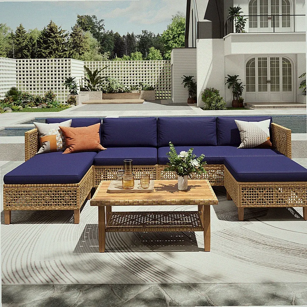 Outdoor Conversation Set Patio Furniture Set Wicker Rattan Sectional Sofa Table
