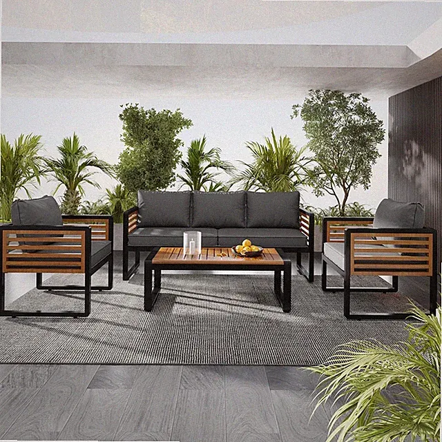 Outdoor Conversation Sofa Set 5-Person w/Removable Cushions