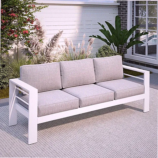Outdoor Couch Aluminum Patio Furniture Sofa, 3-Seat All-Weather