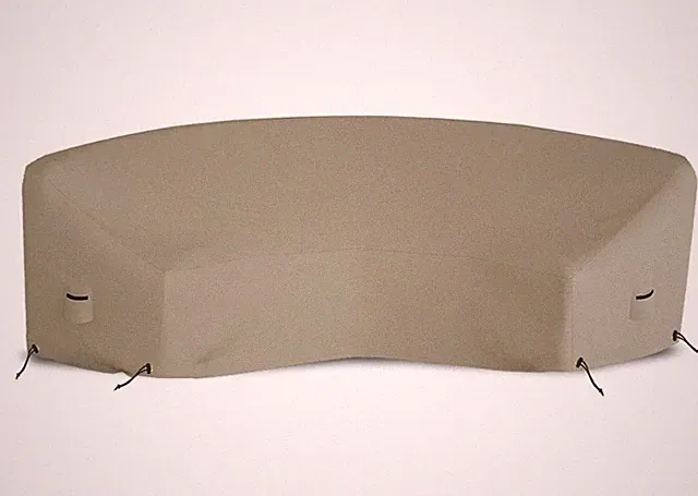 Outdoor Curved Couch Sofa Cover Beige Waterproof Patio 120" Drawstrings