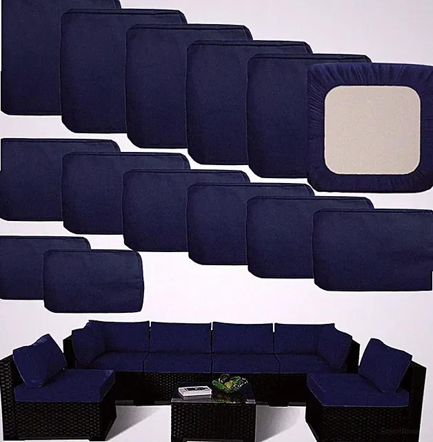 Outdoor Cushion Covers Replacement 14 Pcs, Blue
