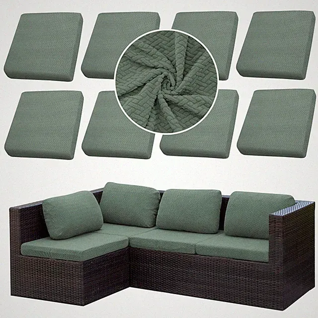 Outdoor Cushion Covers Set,8PCS Jacquard Patio Furniture Couch Seat Slipcover...