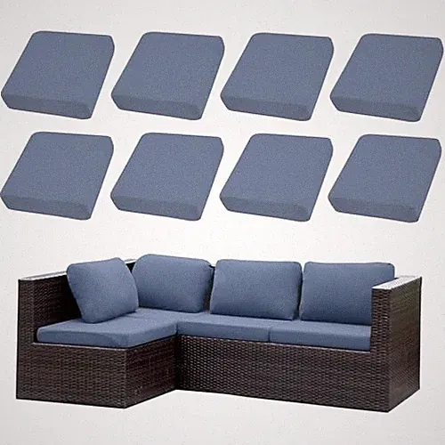 Outdoor Cushion Covers Set,Patio Furniture Couch Seat 8PCS Grey Blue