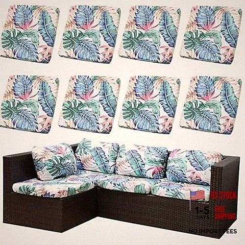 Outdoor Cushion Covers Set,Patio Furniture Couch Seat 8PCS Tropical Flavor