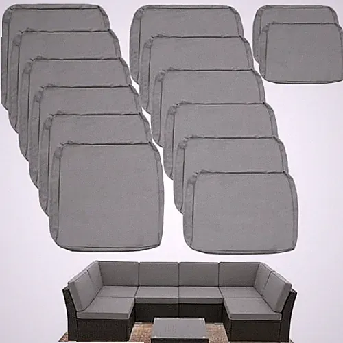 Outdoor Cushion Covers Waterproof, 14Pcs Patio Cushion 25"Lx25"Wx4"H Grey