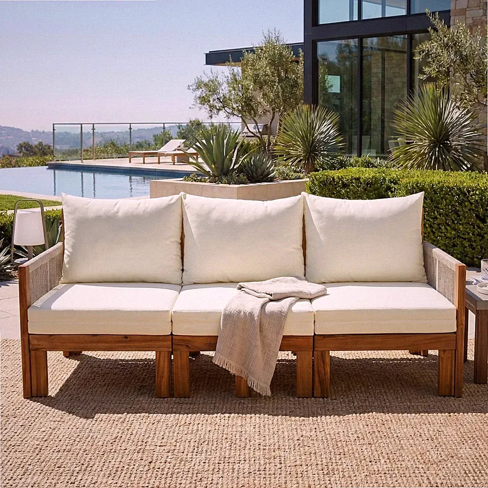 Outdoor Daybed Patio Sofa Bed 3 Seat Patio Sunbed Sleeper Sofa Outdoor Couch