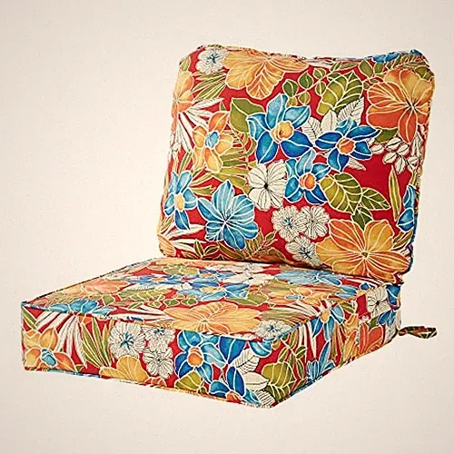 Outdoor Deep Seat Cushion, 2-Piece Set Aloha Crimson