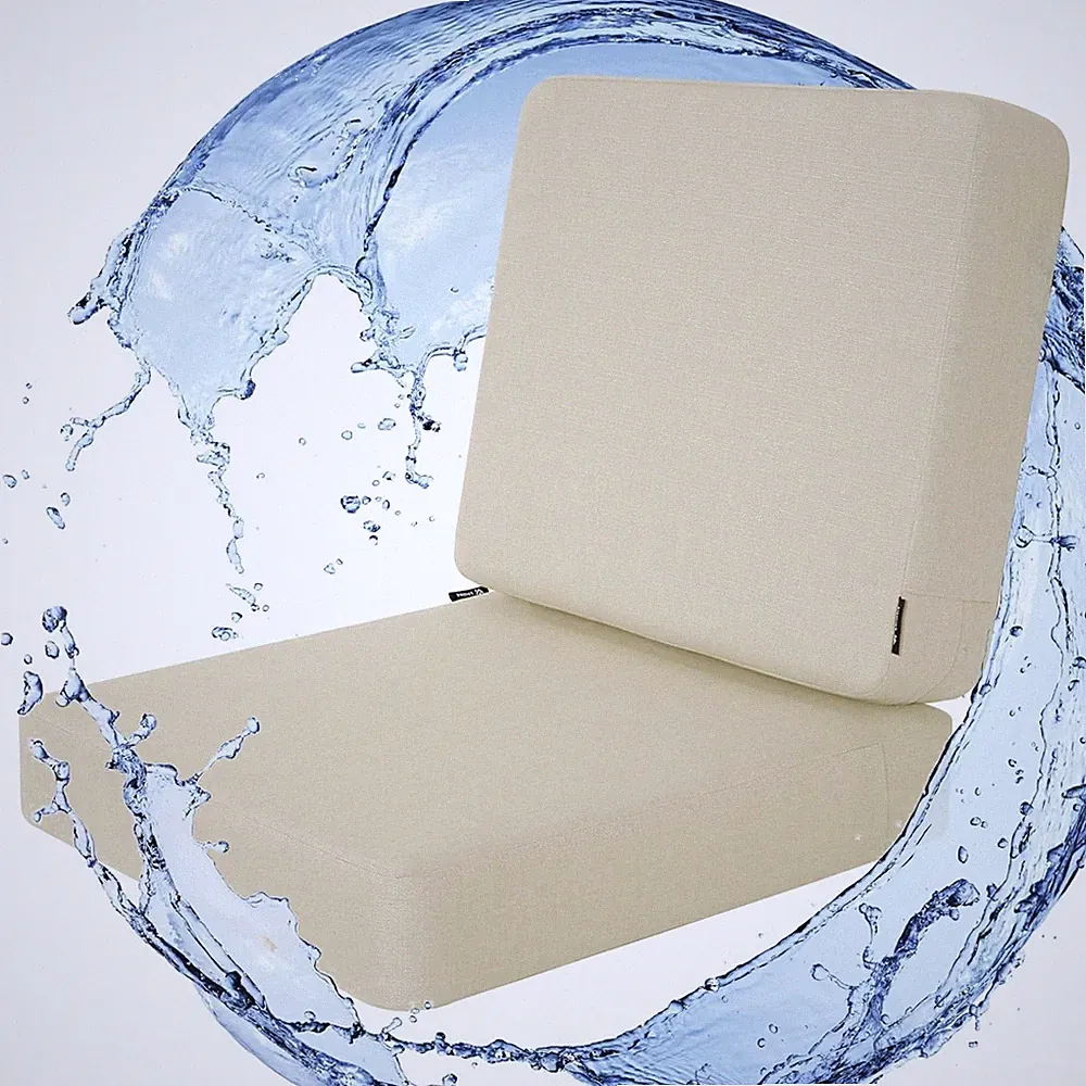 Outdoor Deep Seat Cushion Set, 22 x 22 Seat 22x22 In + Back 22x18.5 In Beige