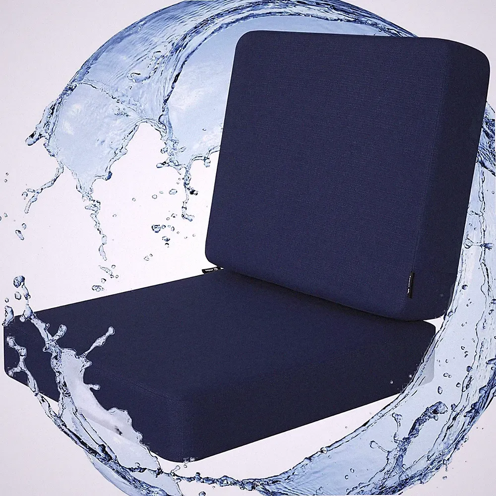 Outdoor Deep Seat Cushion Set, 22 x 22 Seat 22x22 In + Back 22x18.5 In Blue