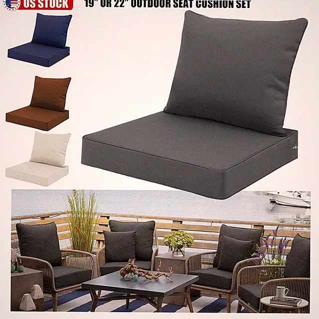 Outdoor Deep Seating Cushion Set Seat Patio Cushions 22x22/19 x19inch