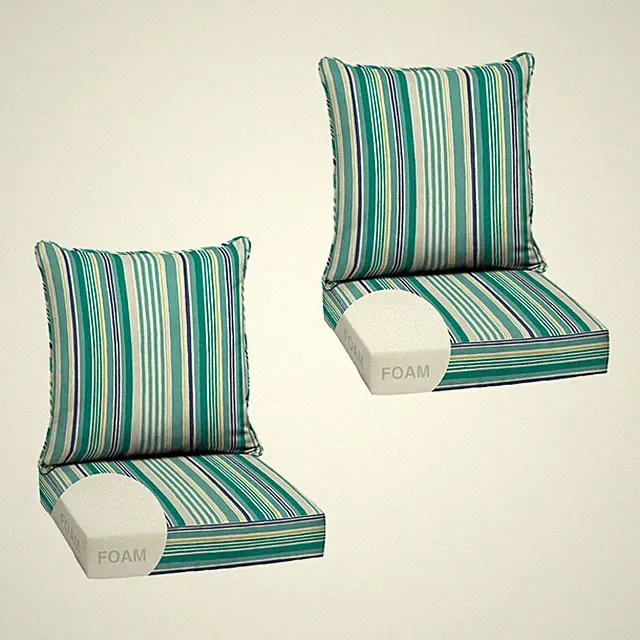 Outdoor Foam Cushion Set 2 Pack 24x24 Deep Seat Blue Garden Floral Never