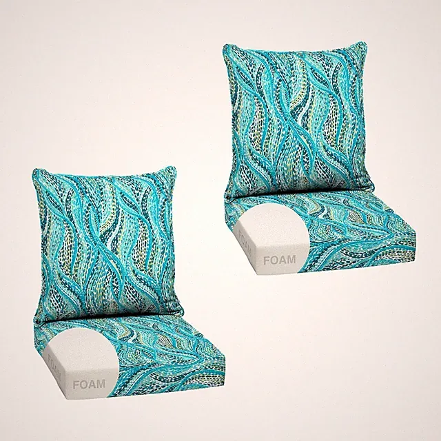 Outdoor Foam Cushion Set 2 Pack 24x24 Deep Seat Weather Proof Teal Arden