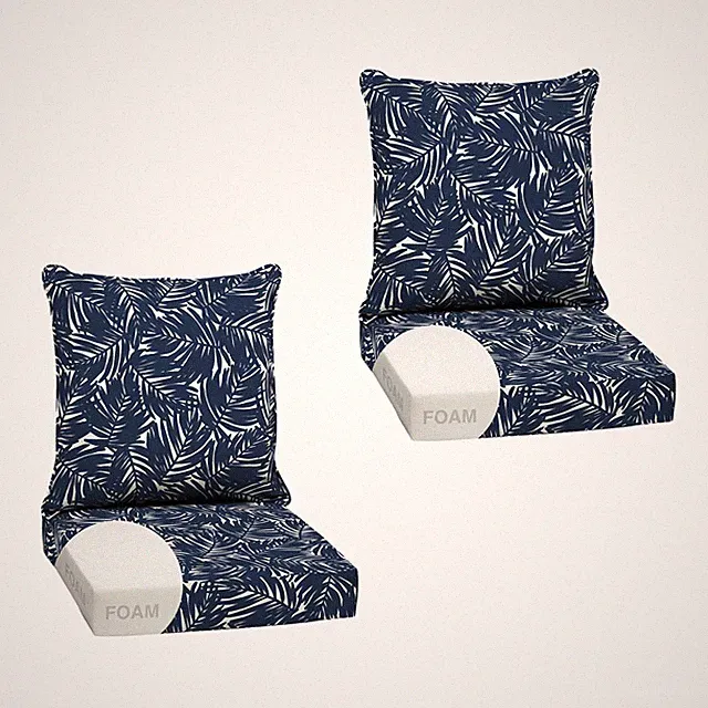 Outdoor Foam Deep Seat Cushion 2 Pack 24x24 Navy Blue King Palm Arden earthFIBER
