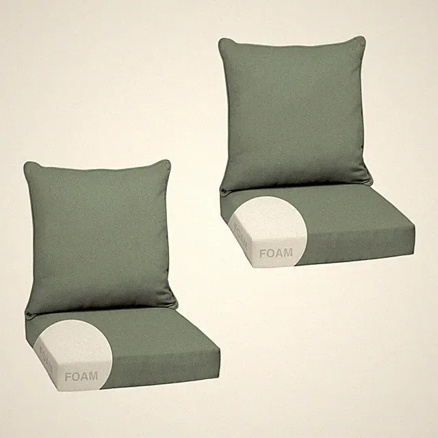 Outdoor Foam Deep Seat Cushion 2 Pack 24x24 Sage Green Arden earthFIBER