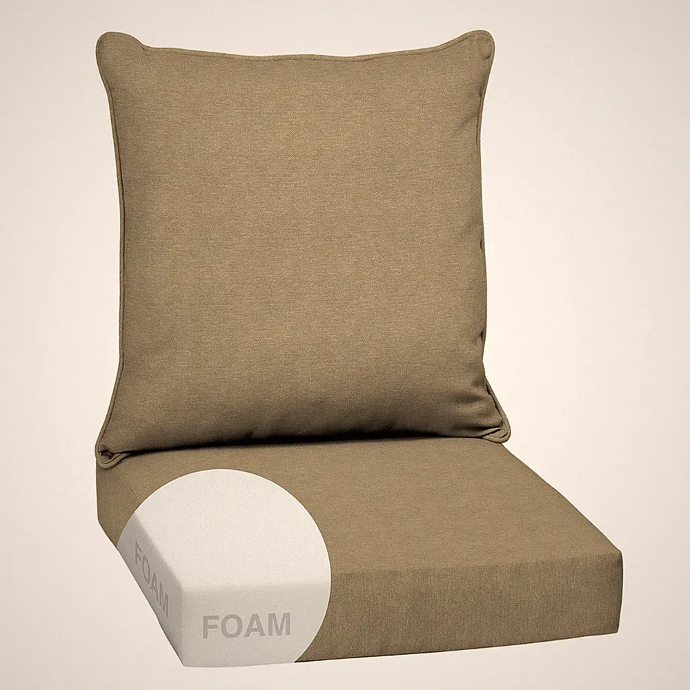 Outdoor Foam Deep Seat Cushion Set 24x24 Tan Hamilton Arden 100553049 Olefin