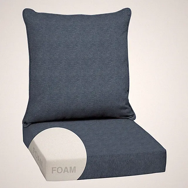 Outdoor Foam Deep Seat Cushion Set 24x24 Weather Proof Denim Alair Arden Olefin