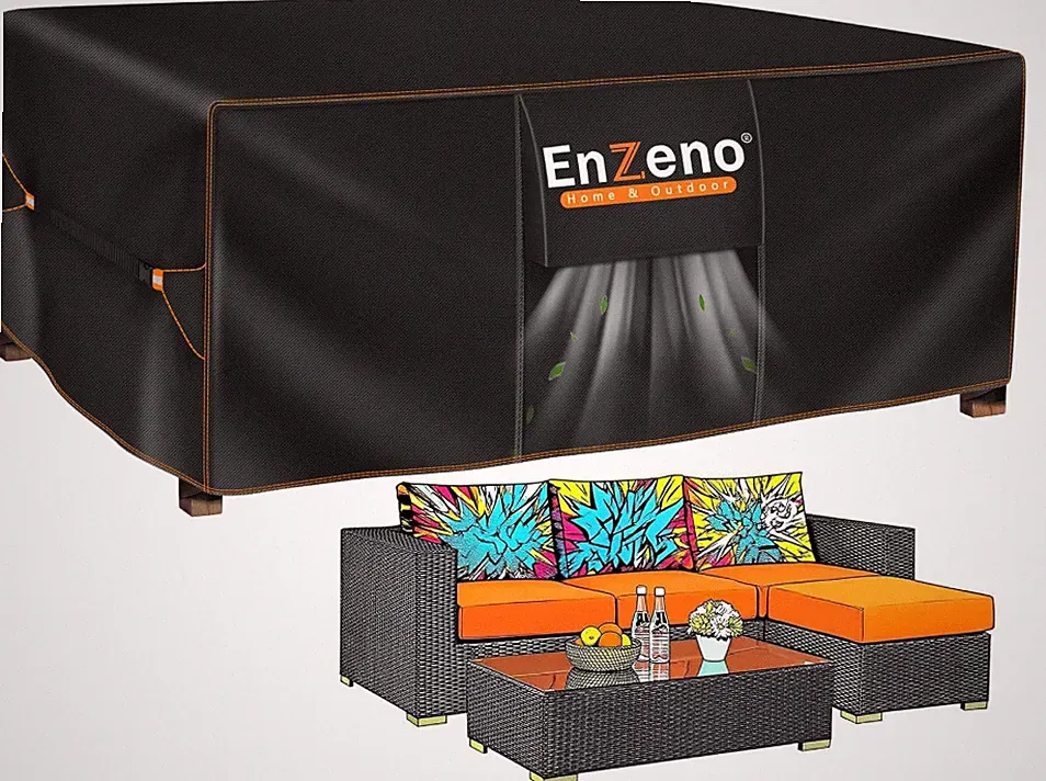Outdoor Furniture Cover Waterproof Sectional Sofa Set Heavy Duty 90x65x28in Blac