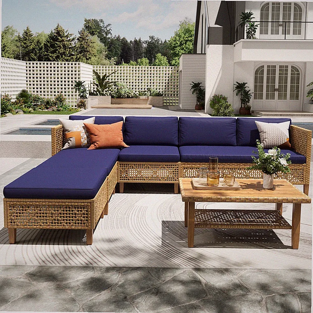 Outdoor Furniture PE Rattan Patio Sofa Set Sectional Patio Conversation Sofa Set