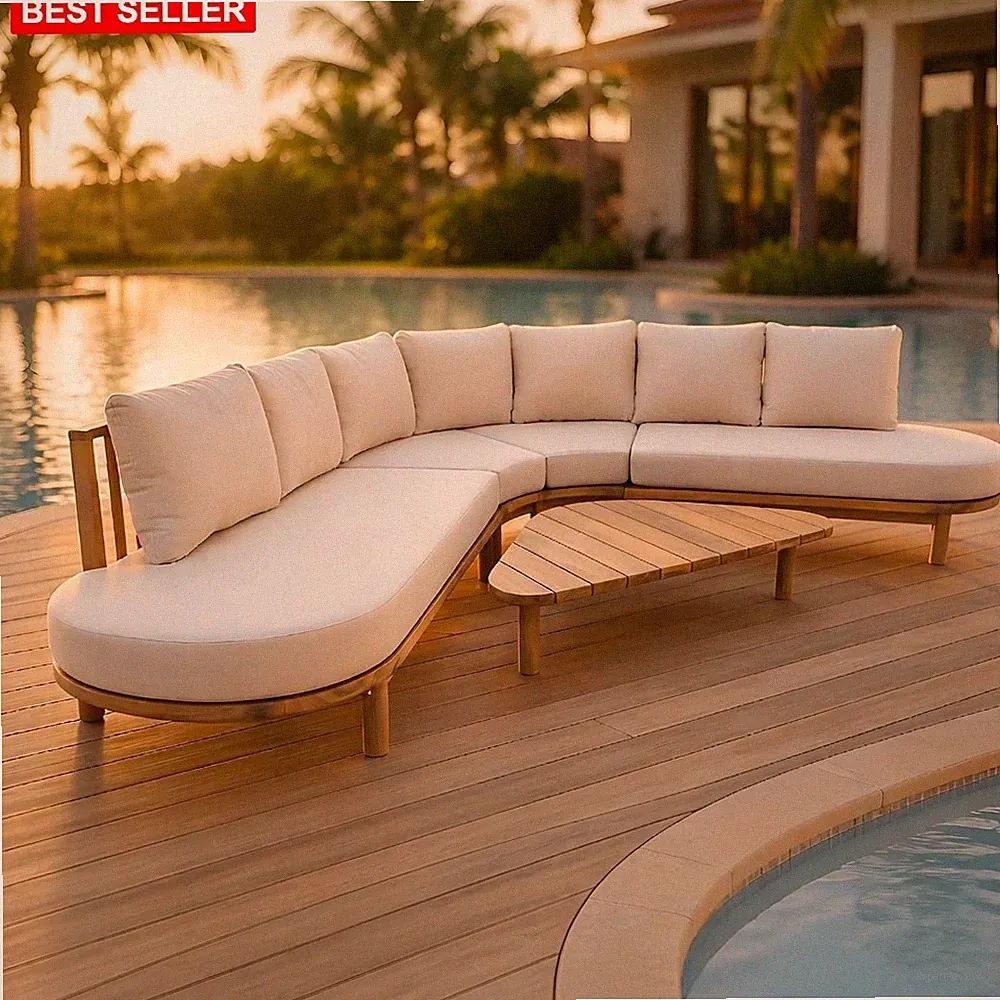 Outdoor Furniture Set 5 Pieces 118 Inch Half Moon Sectional Sofa