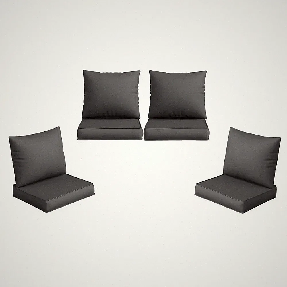 Outdoor Gray Sectional Sofa Cushion Set-Seat and Back Cushions (Set of 4 Seat Cu