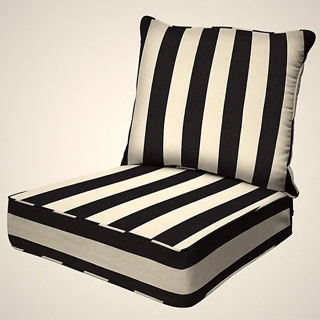 Outdoor Heritage Deep Seat, 24 x 23, Cabana Stripe Black and Ivory Chair Cush...