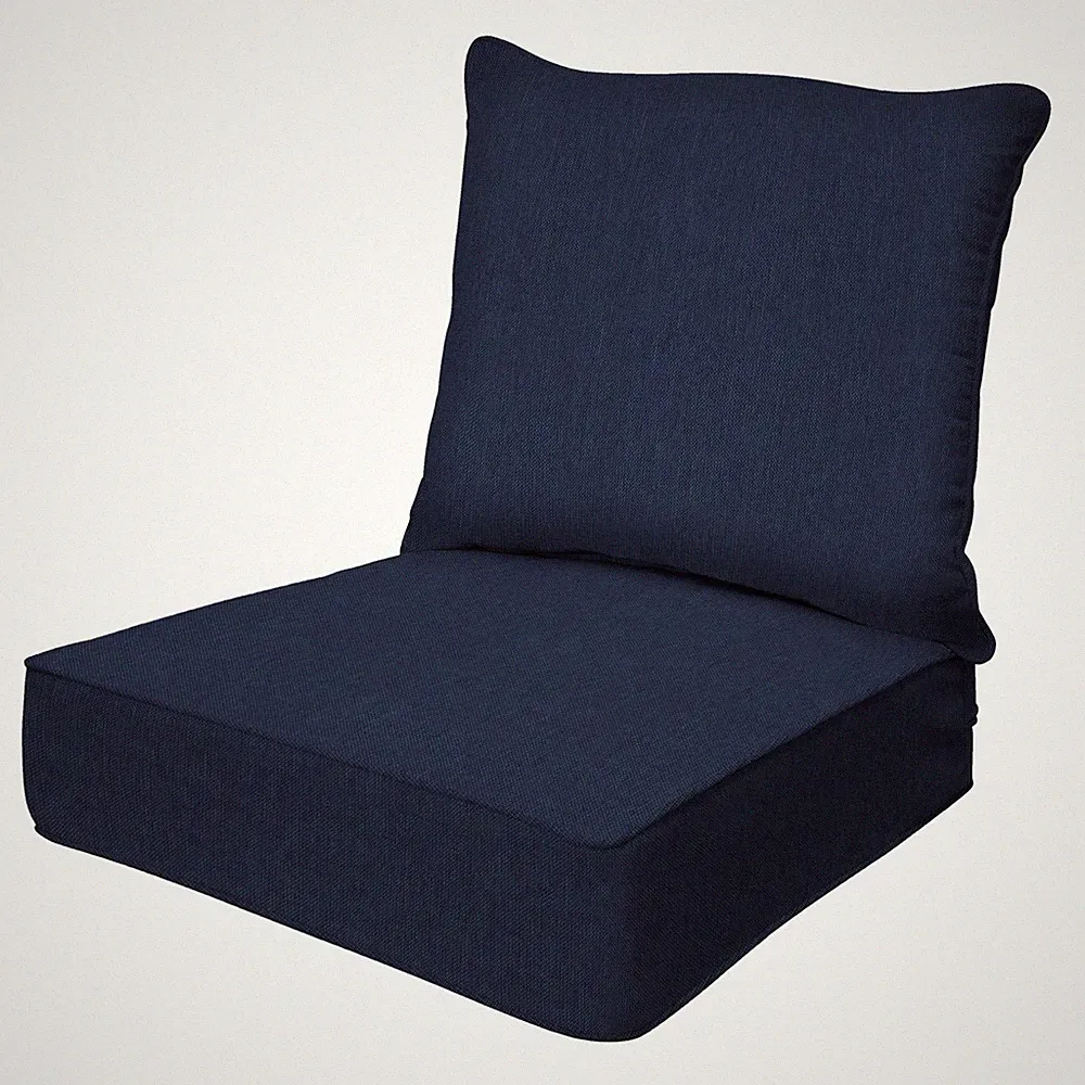 Outdoor Heritage Deep Seat, 24 x 23, Textured Solid Indigo Blue Chair Cushion...