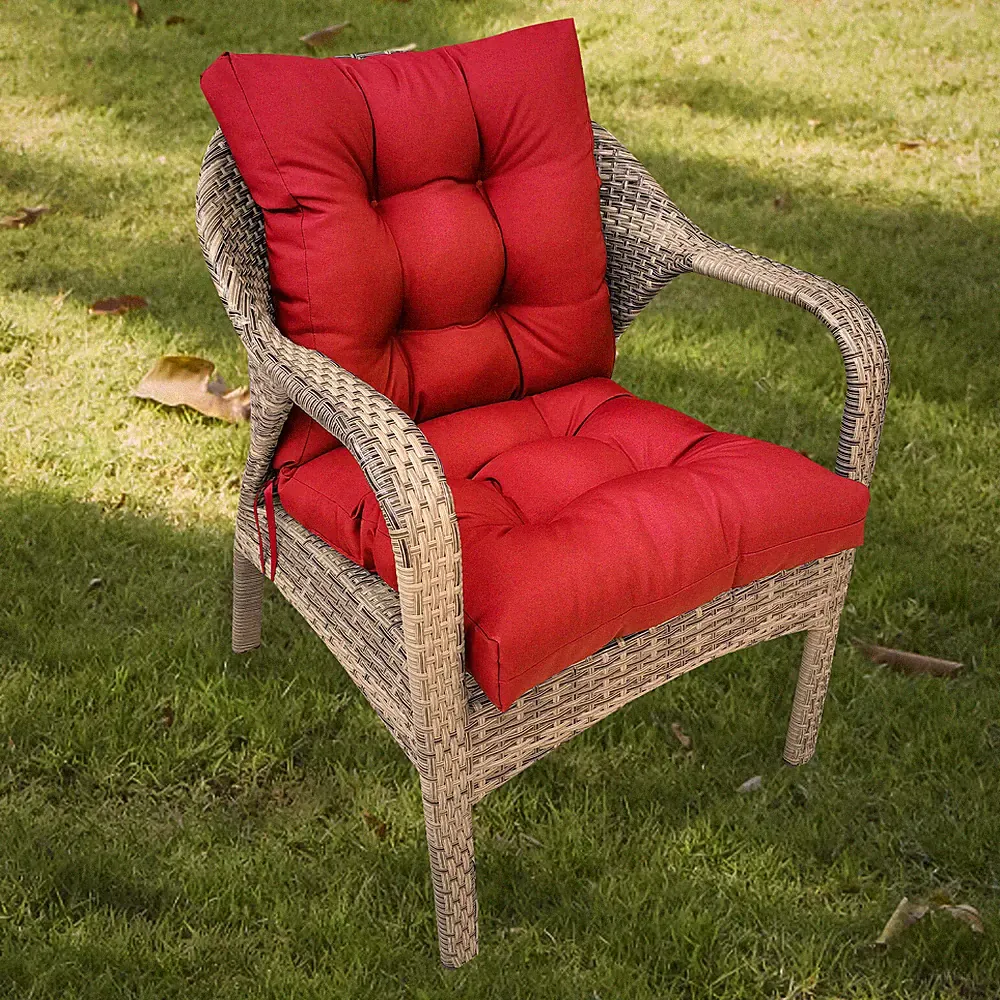 Outdoor/Indoor High Back Chair Cushion Waterproof Patio Chair Seat Pad with Ties
