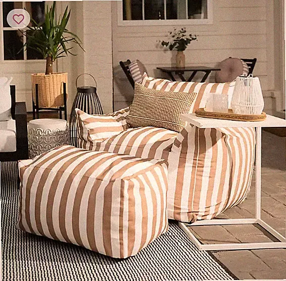 Outdoor Lounge Chair Taupe Striped Foam Cushion Comfortable