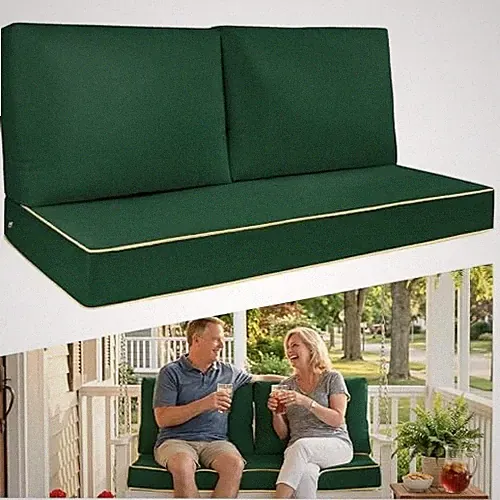 Outdoor Loveseat Cushion Set - High Back Deep Seat Patio Sofa & Back Green