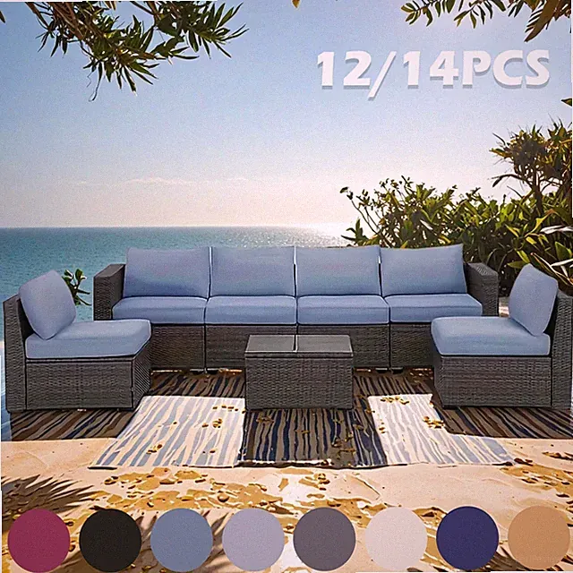 Outdoor milk fiber elastic sofa cover in 12-piece and 14-piece sets, for outdoor