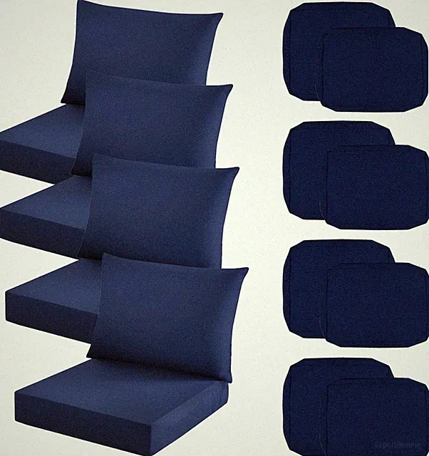 Outdoor Patio Cushion Covers Set of 4 Waterproof Deep Seat Replacement Navy