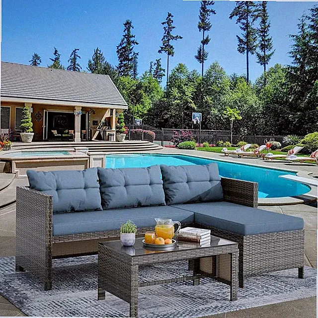 Outdoor Patio Furniture, 3-Piece Waterproof Outdoor Sectional Sofa All-Weather
