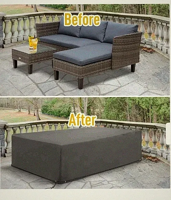 Outdoor Patio Furniture Cover Sectional Sofa Set Chaise 97" x 65" x 26" Grey