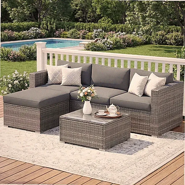 Outdoor Patio Furniture Set, All Weather Patio Sectional Sofa