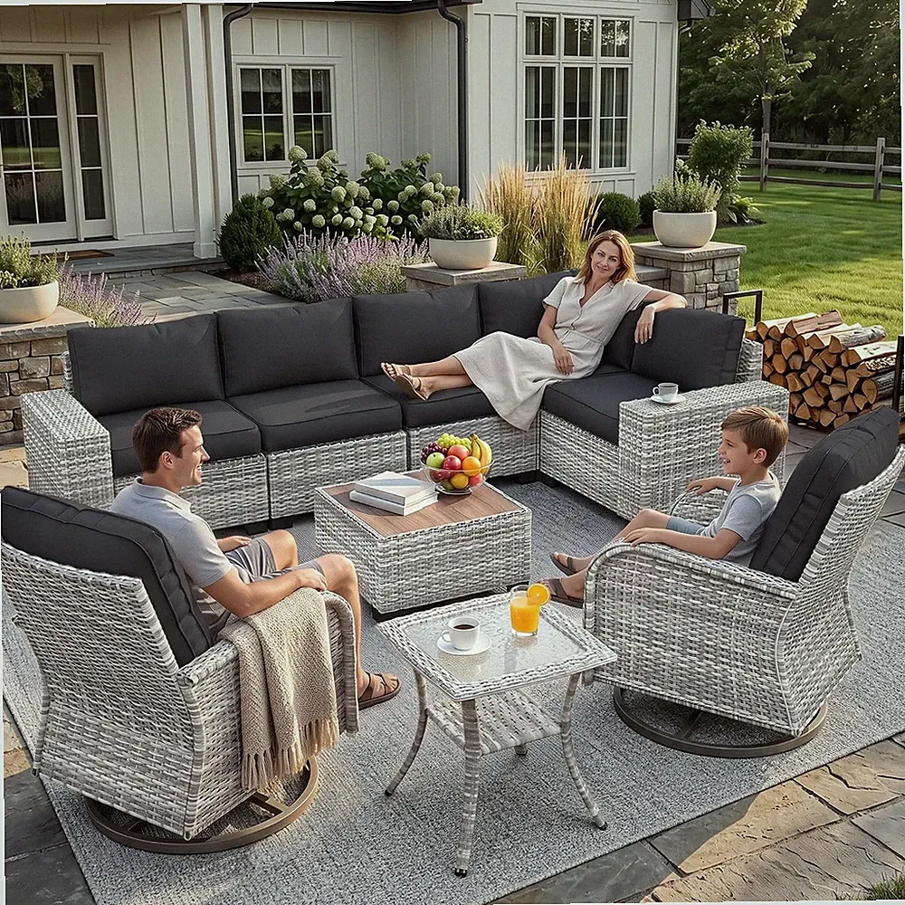 Outdoor Patio Furniture Set PE Wicker Rattan Outdoor Sectional Sofa