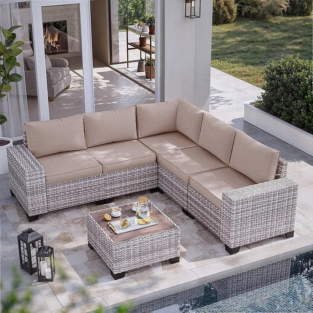 Outdoor Patio Furniture Set PE Wicker Rattan Outdoor Sectional Sofa Patio