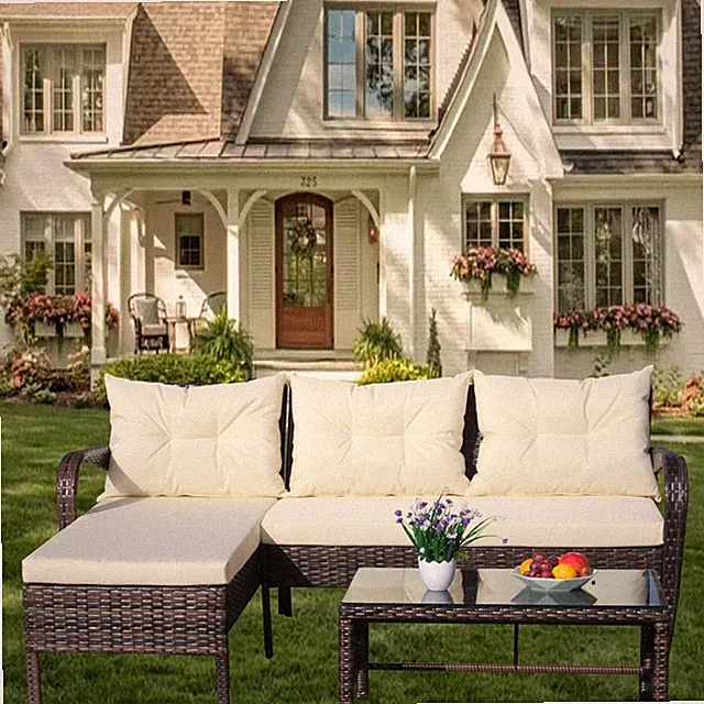 Outdoor Patio Furniture Sets 3 Piece Conversation Set Ratten Sectional Sofa