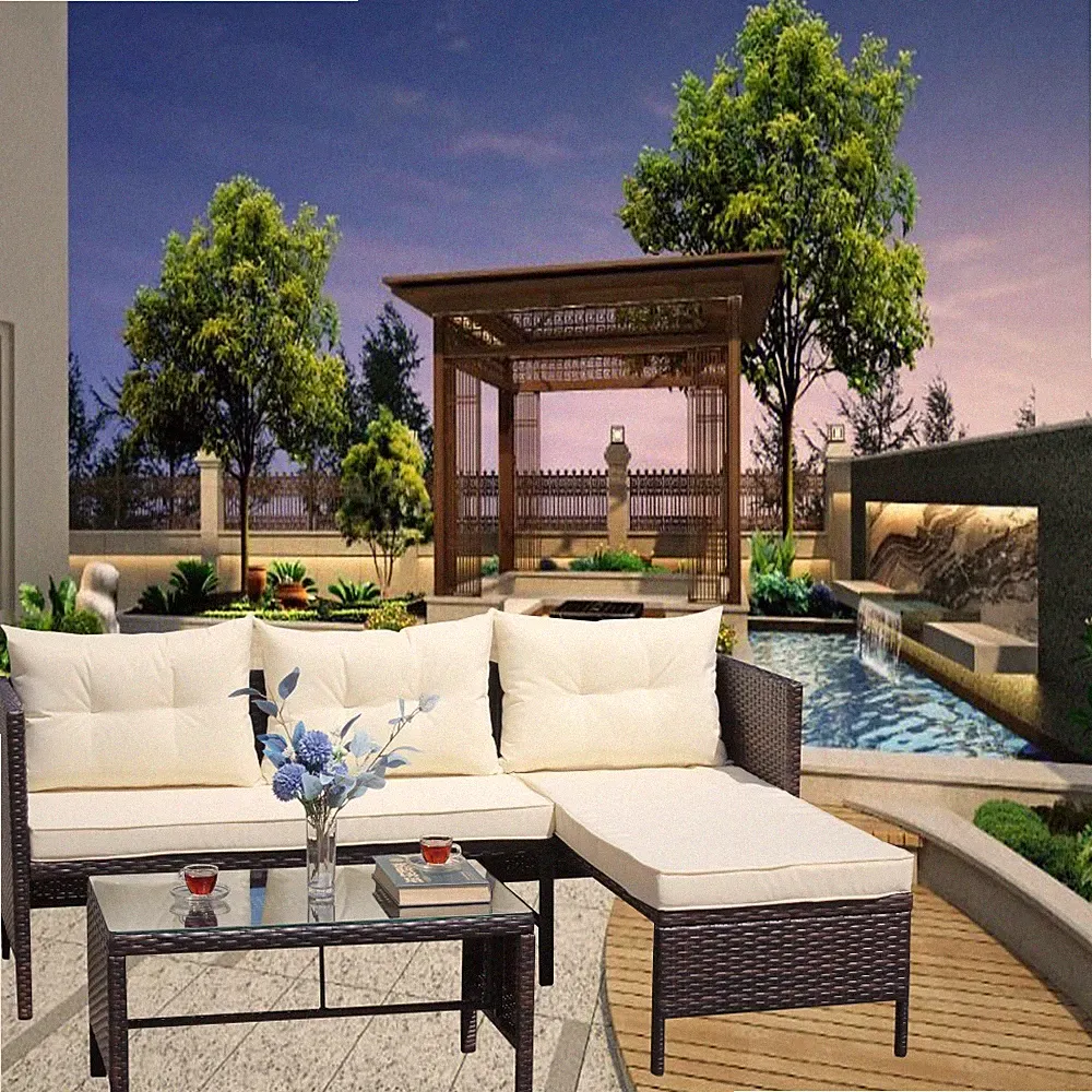 Outdoor patio Furniture sets 3 piece Conversation set wicker Ratten Sectional