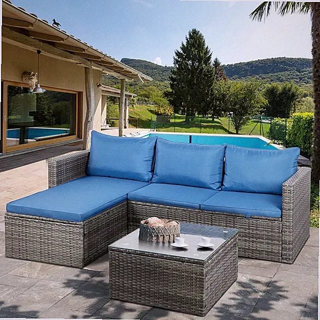 Outdoor Patio Furniture Sets, Small Outdoor Sofa Patio Sectional Sets 3-Piece Al