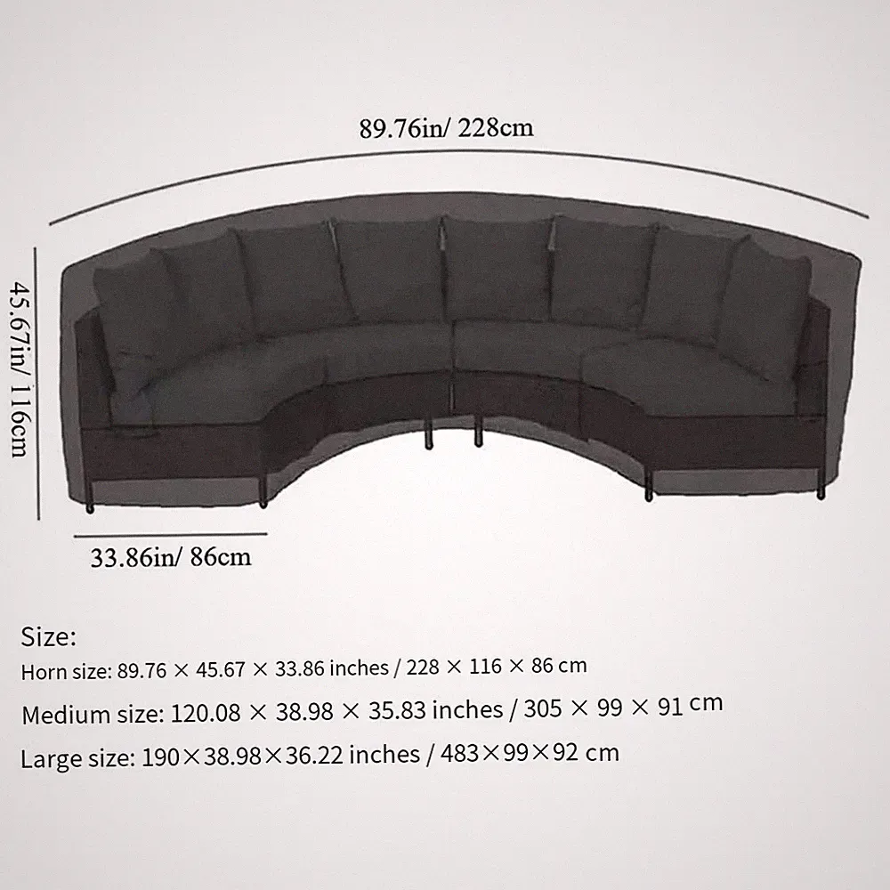 Outdoor Patio Sofa Cover Curved Sectional Waterproof Protector