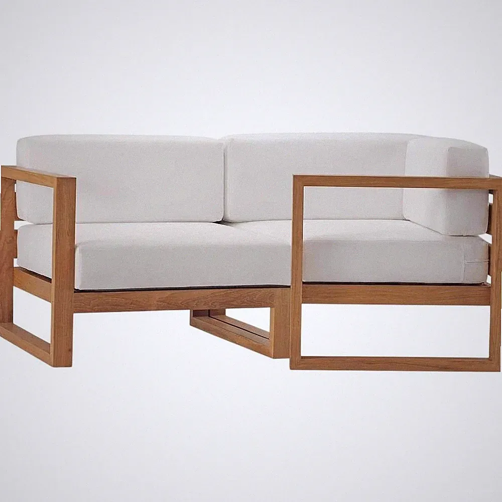 Outdoor Patio Teak Wood Sectional Sofa Loveseat with Armrests